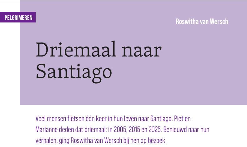 Artikel Driemaal naar Santiago Piet en Marianne Ketelaars